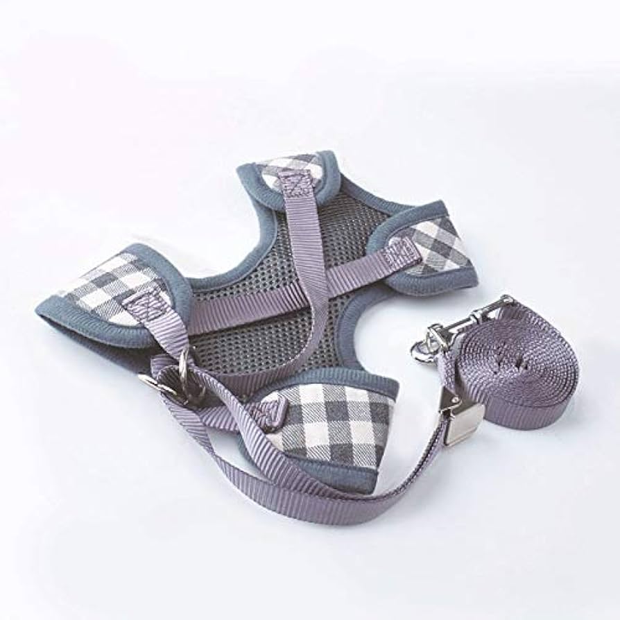Pet Harness & Leash Set Soft Adjustable Breathable Bow Tie Collar with Bell Luxury Pet Clothes Puppy Clothing, Step In No Pull Vest Walking Outfit Kit Small Medium Dogs Cats Accessories and Gifts