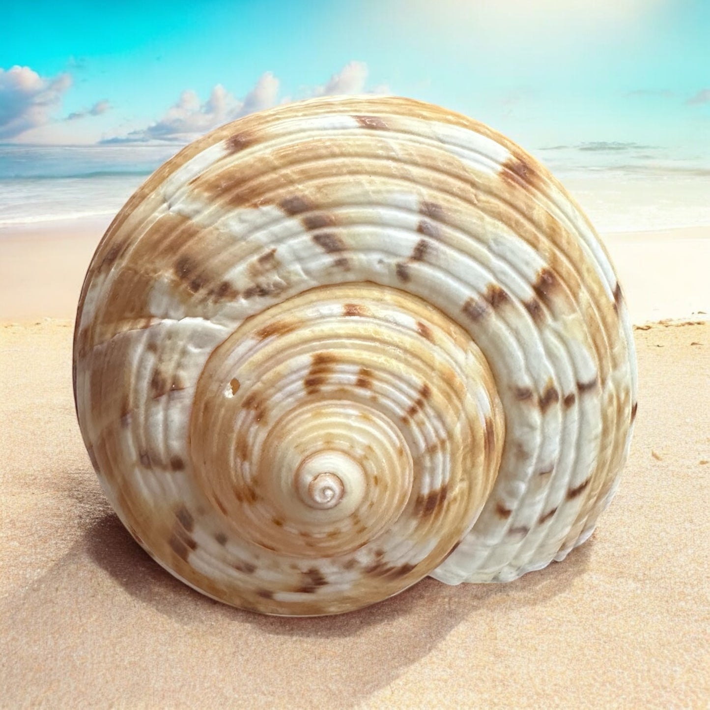 Large Conch Seashell Rare Orange Brown Pattern Natural Round Big Ocean Sea Shell Coastal Beach Home Decor Art Craft Nautical House Decoration