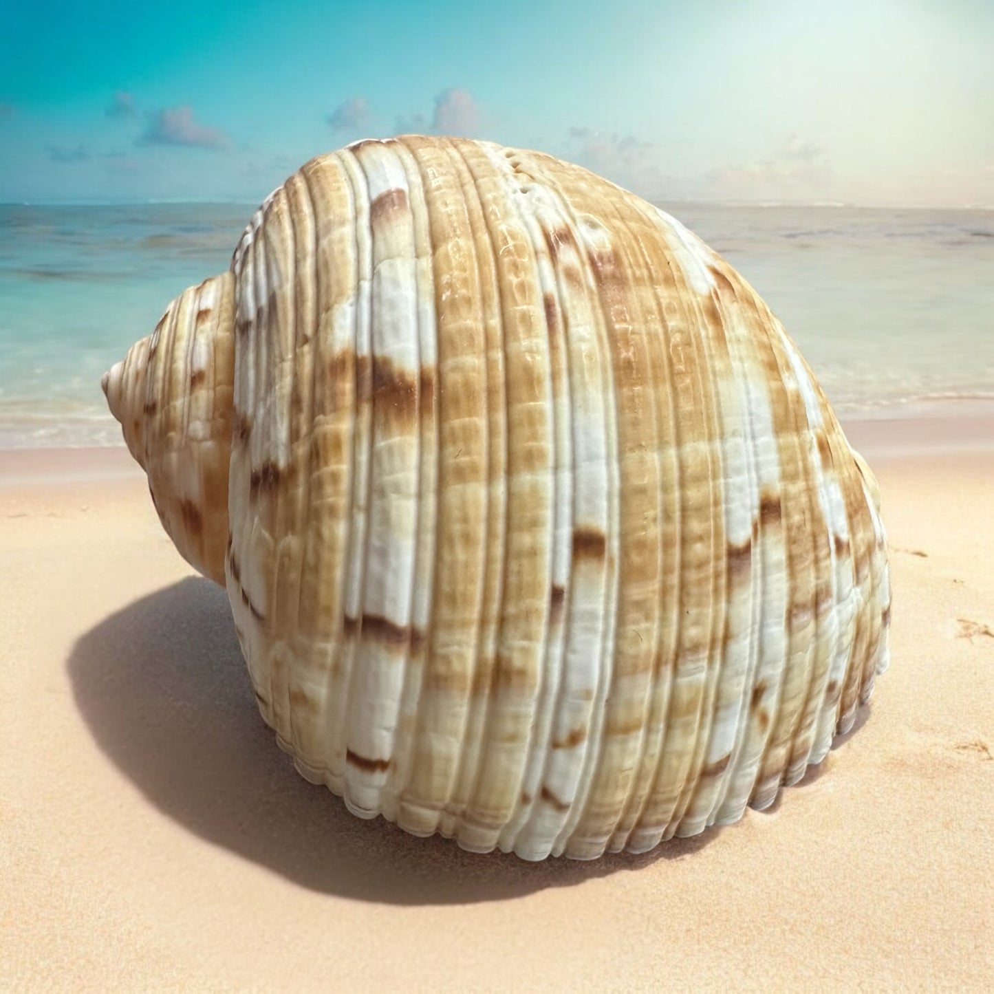 Large Conch Seashell Rare Orange Brown Pattern Natural Round Big Ocean Sea Shell Coastal Beach Home Decor Art Craft Nautical House Decoration