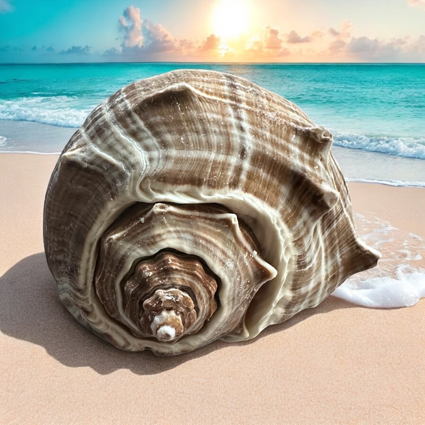 Large Conch Seashell Rare Brown White Natural Coastal Beach Home Decor Nautical Big Centerpiece Sea Shell Decoration Beach Collection Gift