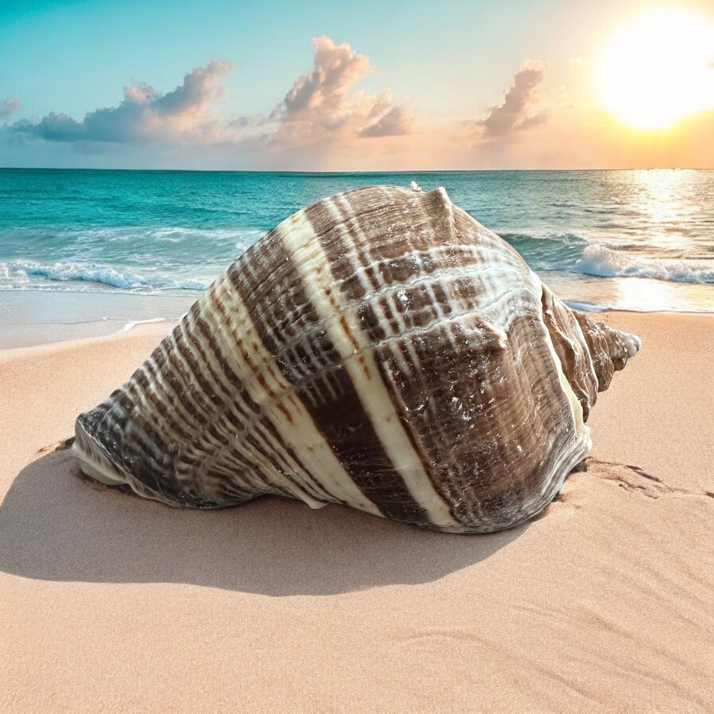 Large Conch Seashell Rare Brown White Natural Coastal Beach Home Decor Nautical Big Centerpiece Sea Shell Decoration Beach Collection Gift