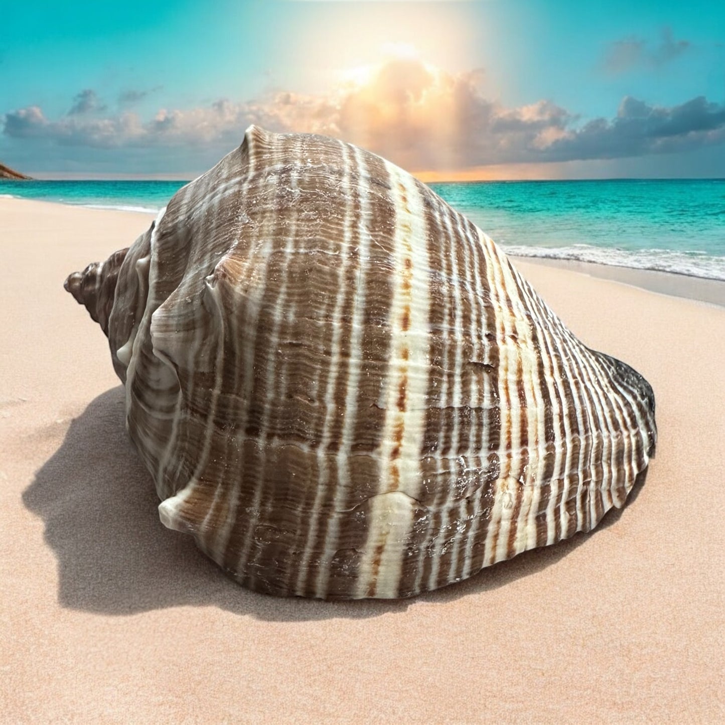 Large Conch Seashell Rare Brown White Natural Coastal Beach Home Decor Nautical Big Centerpiece Sea Shell Decoration Beach Collection Gift