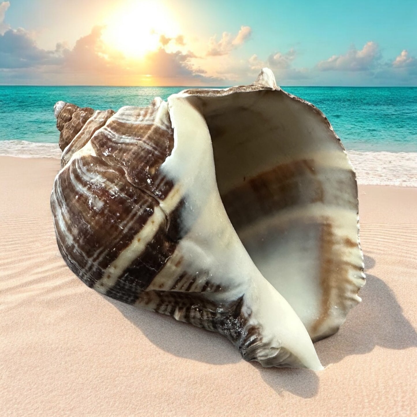 Large Conch Seashell Rare Brown White Natural Coastal Beach Home Decor Nautical Big Centerpiece Sea Shell Decoration Beach Collection Gift