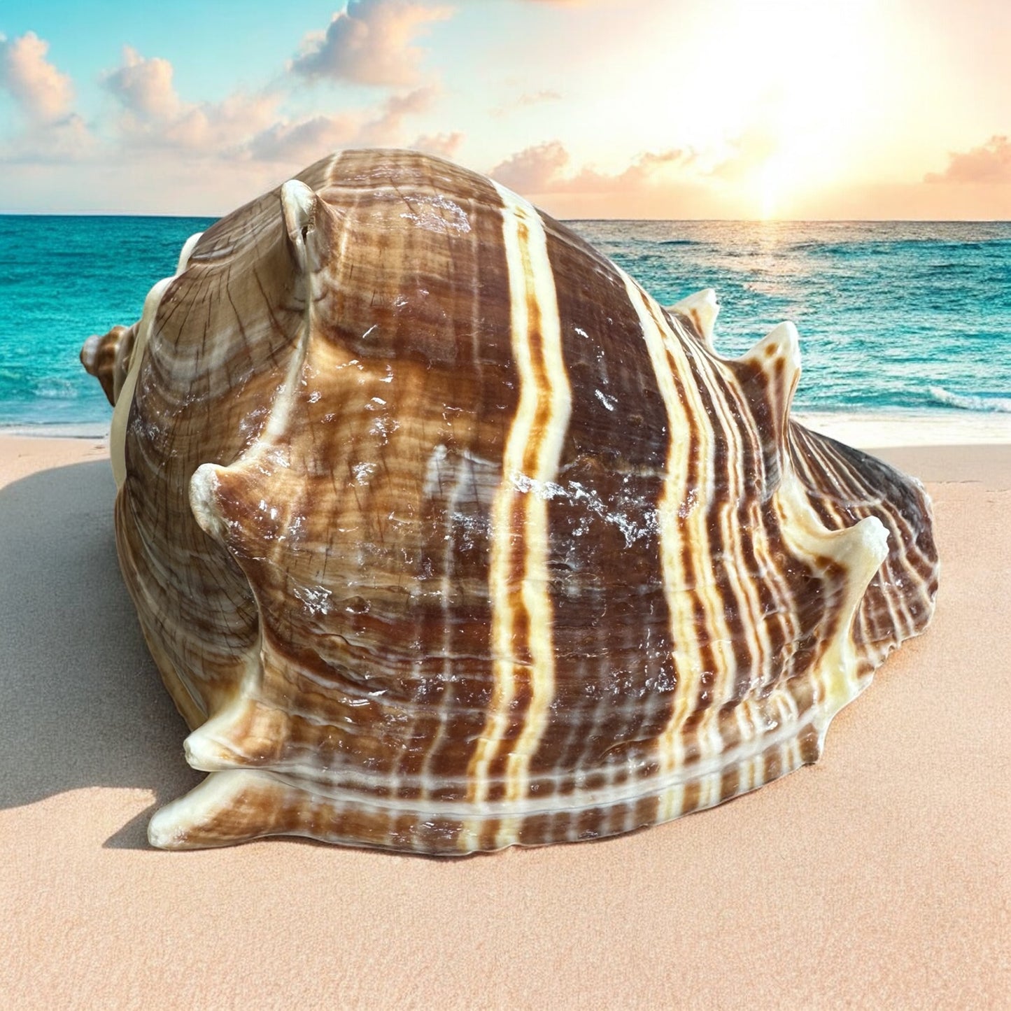 Large Conch Seashell Rare Brown White Spiky Natural Coastal Beach Home Decor Nautical Big Centerpiece Sea Shell Decoration Beach Collection Gift