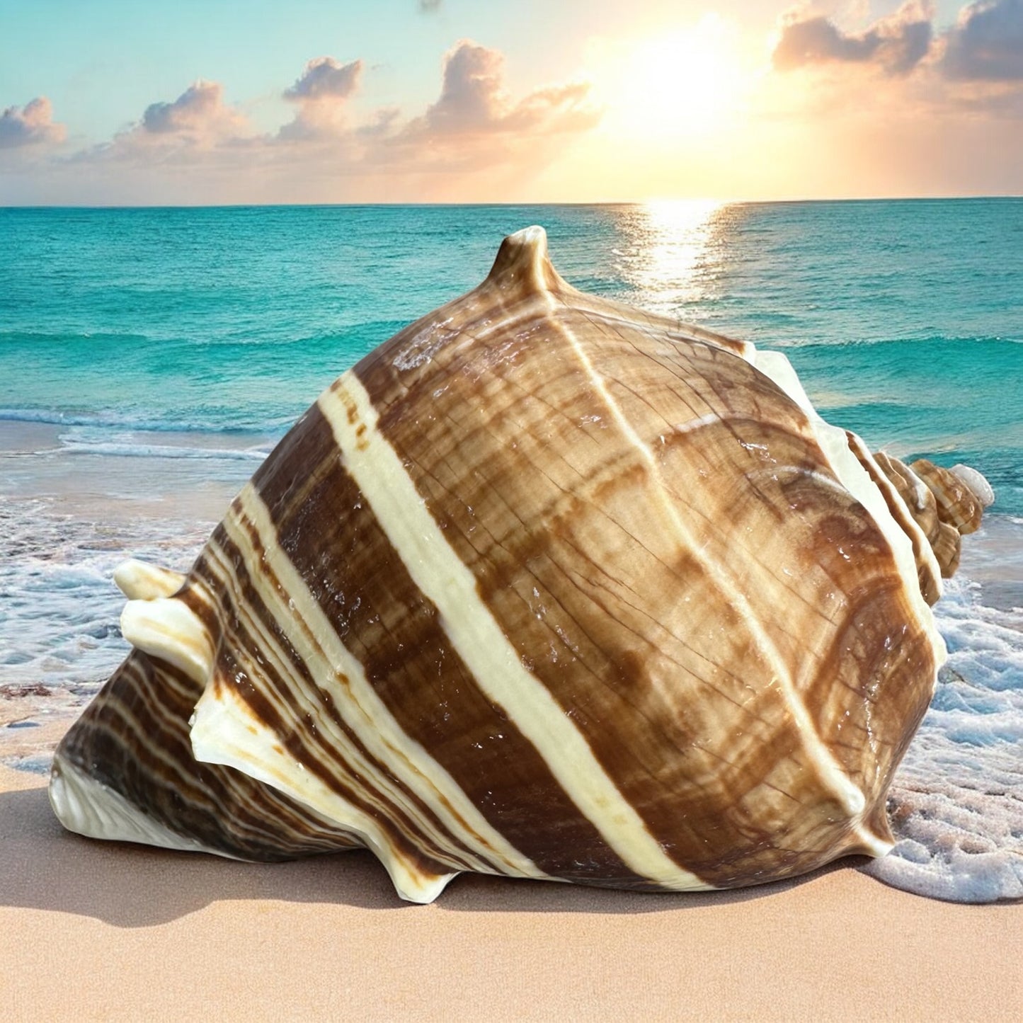 Large Conch Seashell Rare Brown White Spiky Natural Coastal Beach Home Decor Nautical Big Centerpiece Sea Shell Decoration Beach Collection Gift