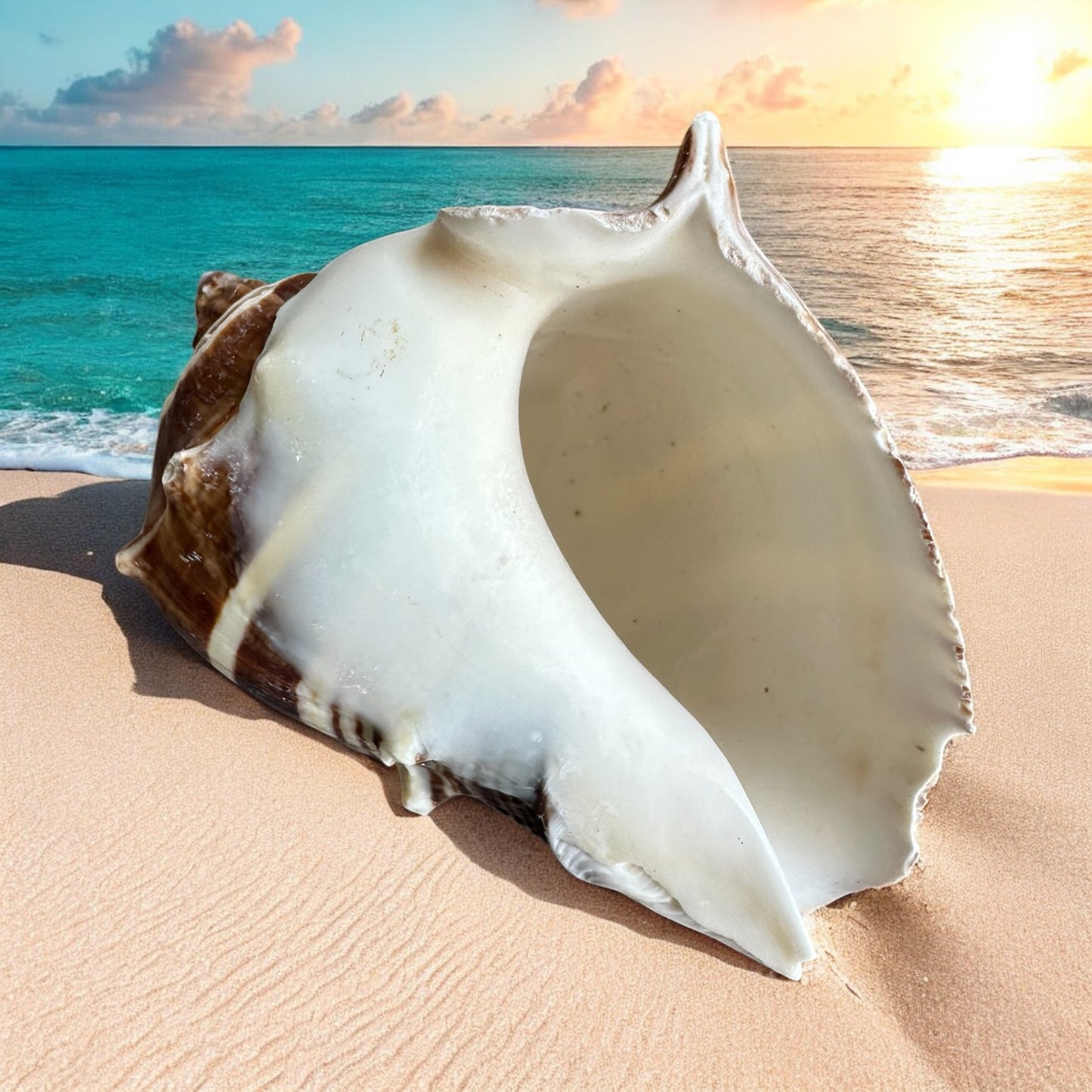 Large Conch Seashell Rare Brown White Spiky Natural Coastal Beach Home Decor Nautical Big Centerpiece Sea Shell Decoration Beach Collection Gift