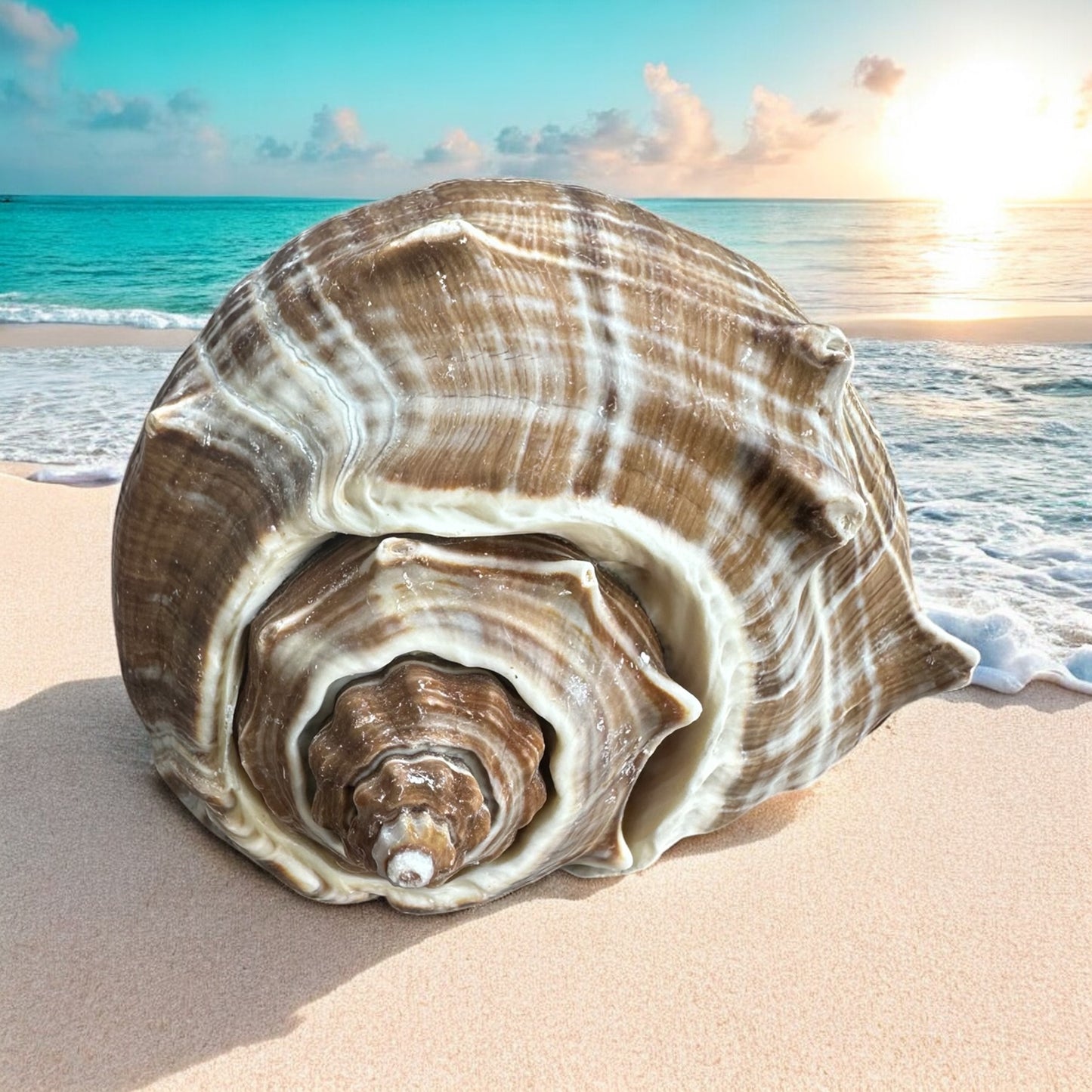 Conch Seashell Rare Spiky Brown White Pattern Ocean Big Natural Sea Shell Home Decor Aquarium House Decoration Beach Lovers Gift