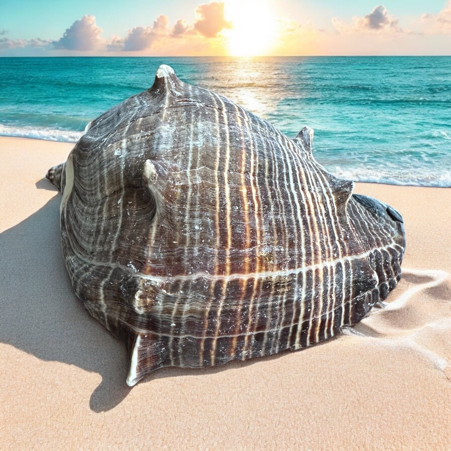 Giant Conch Seashell Rare Spiky Brown White Pattern Ocean Big Natural Sea Shell Home Decor Aquarium House Decoration Beach Lovers Gift