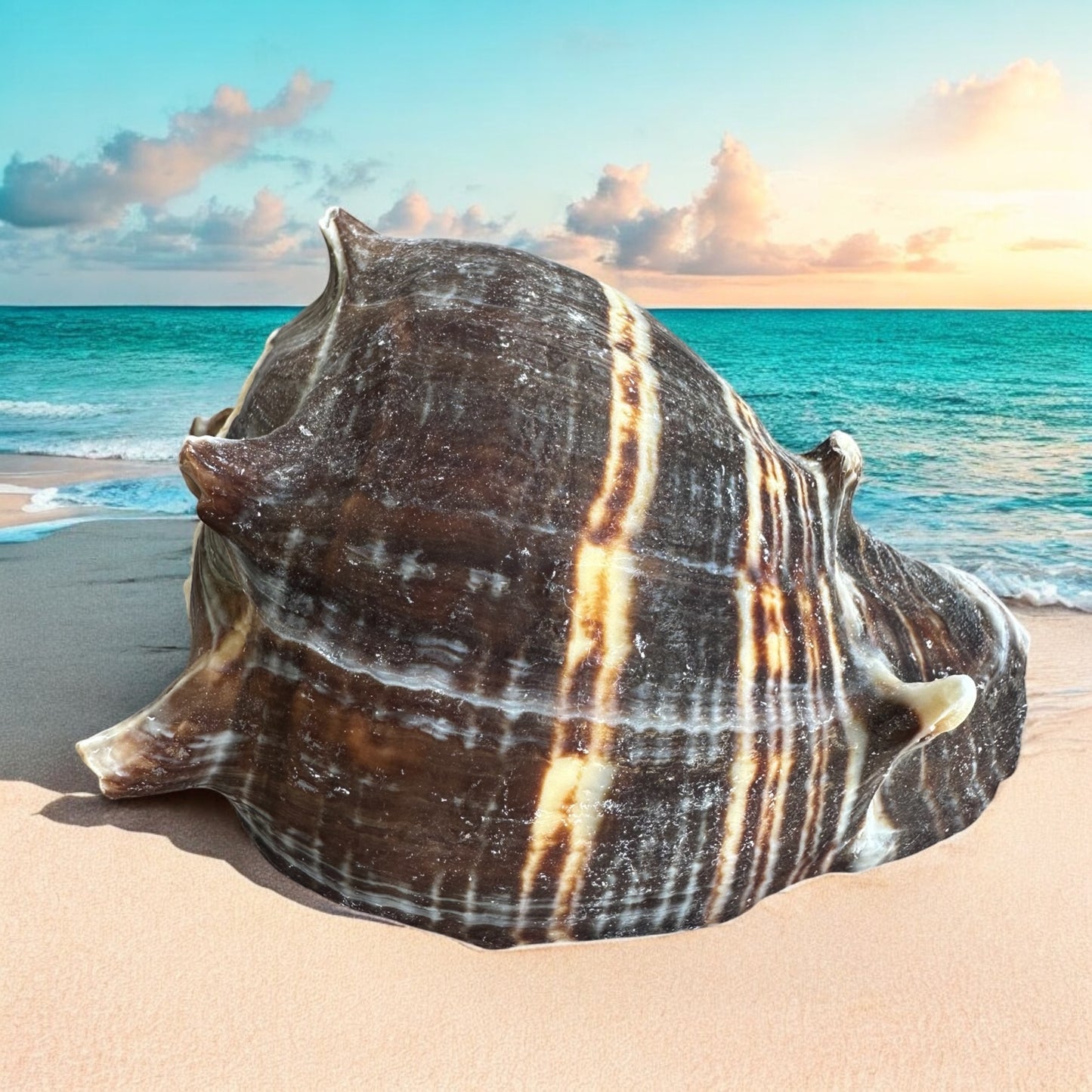 Large Conch Seashell Rare Brown White Spiky Natural Coastal Beach Home Decor Nautical Big Centerpiece Sea Shell Decoration Beach Collection Gift