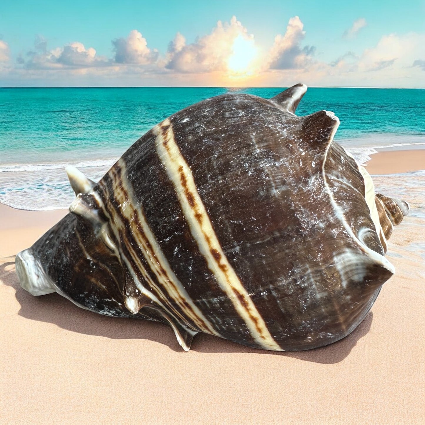 Large Conch Seashell Rare Brown White Spiky Natural Coastal Beach Home Decor Nautical Big Centerpiece Sea Shell Decoration Beach Collection Gift