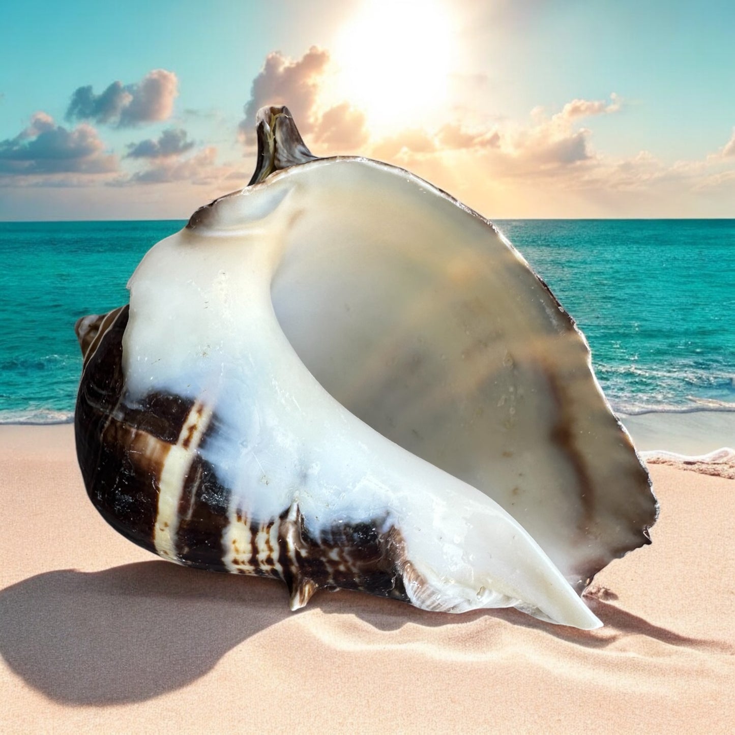 Large Conch Seashell Rare Brown White Spiky Natural Coastal Beach Home Decor Nautical Big Centerpiece Sea Shell Decoration Beach Collection Gift