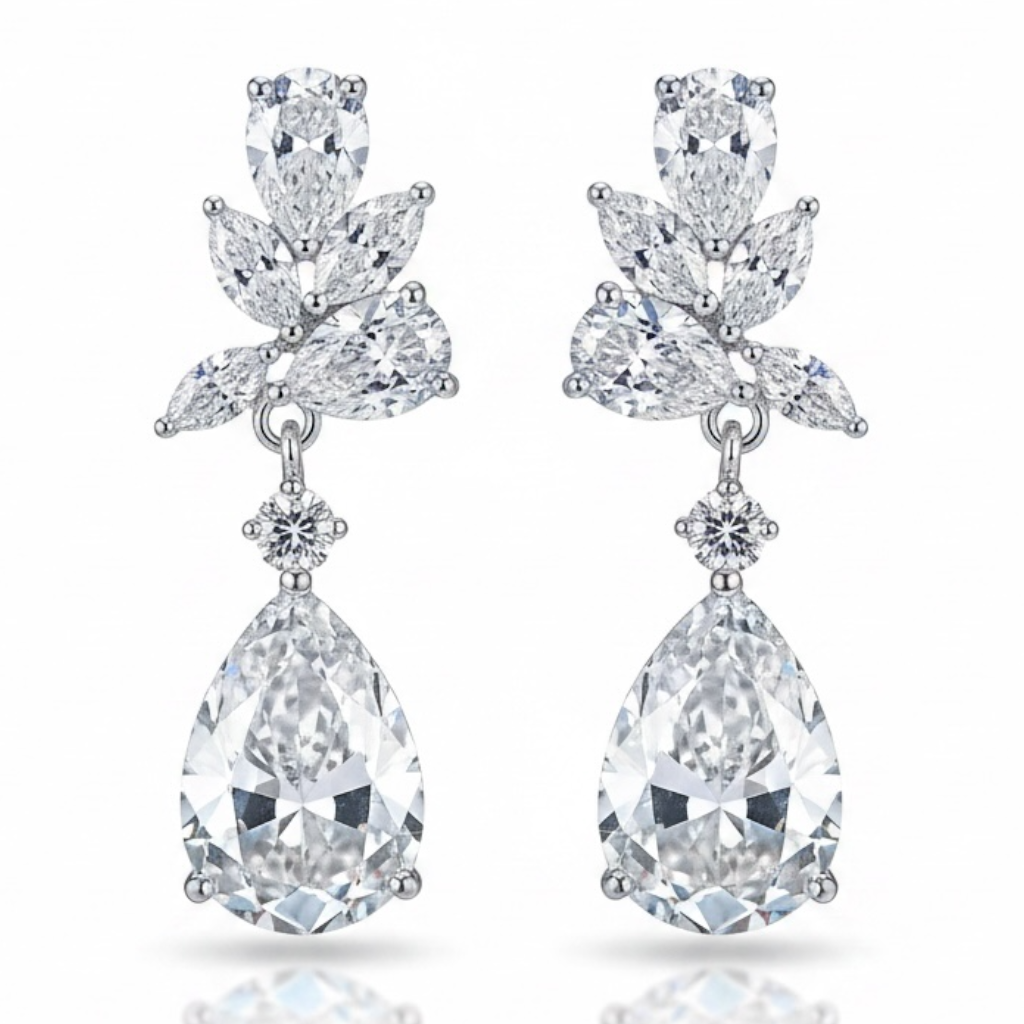 Crystal Dangle Drop Earrings for Women, Elegant Wedding Earrings for Brides Bridesmaids, Cubic Zirconia Rhinestone Trendy Dainty Bridal Earrings Birthday Wedding Formal Prom Jewelry Gifts for Women