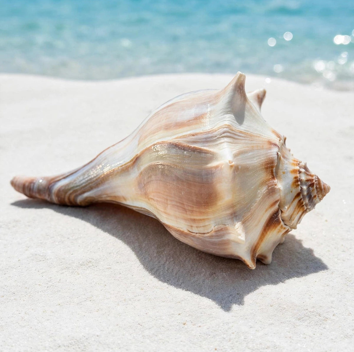 Large Conch Seashell White Brown Pattern Rare Big Ocean Sea Shell Coastal Decor Nautical Centerpiece Decoration Beach Lovers Collective Gift