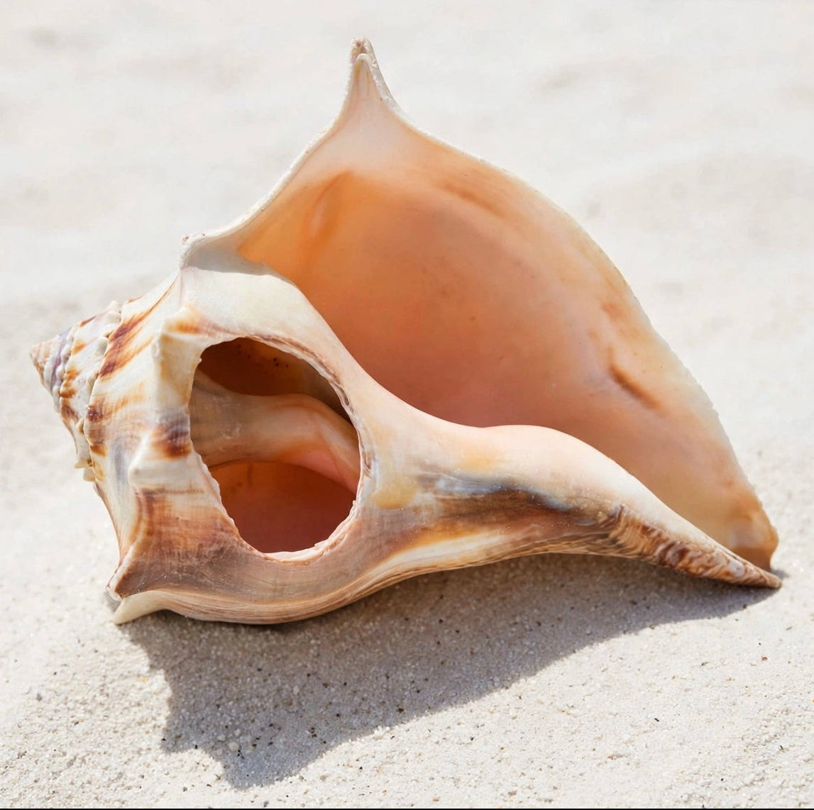 Large Conch Seashell White Brown Pattern Rare Big Ocean Sea Shell Coastal Decor Nautical Centerpiece Decoration Beach Lovers Collective Gift