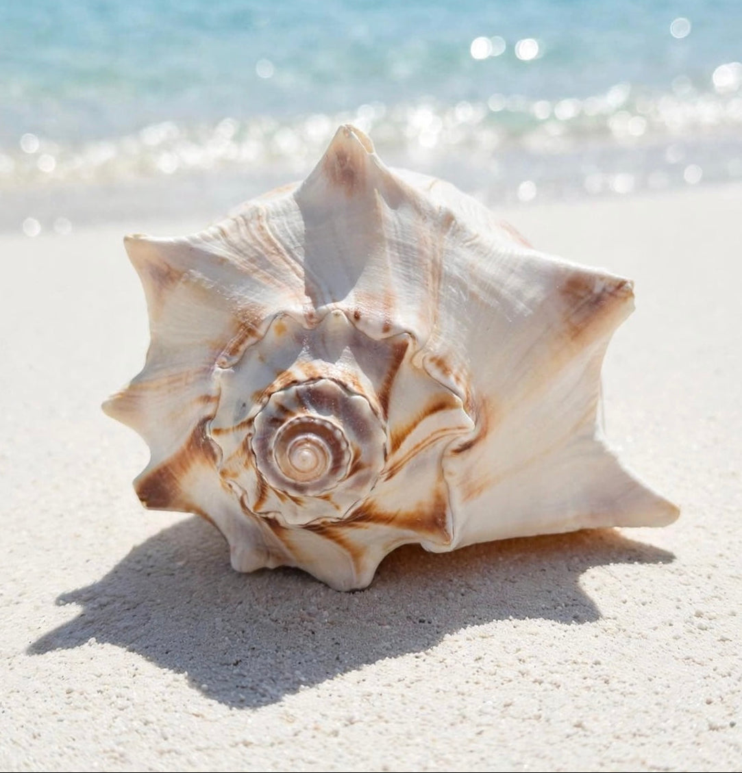 Large Conch Seashell White Brown Pattern Rare Big Ocean Sea Shell Coastal Decor Nautical Centerpiece Decoration Beach Lovers Collective Gift