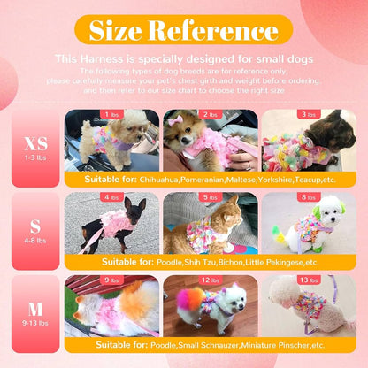 Pet Harness & Leash Set Soft Adjustable Breathable Pink Collar Luxury Pet Clothes Puppy Clothing, Step In No Pull Vest Walking Outfit Kit Small Medium Dogs Cats Accessories and Gifts