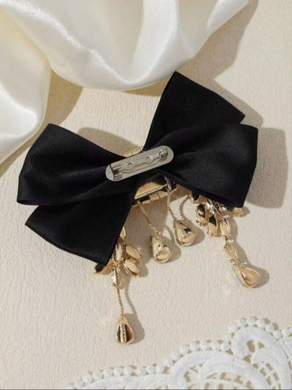 Large Crystal Brooch Black Ribbon Bow Tie Rhinestones Luxury High Fashion Pin Jewelry Decorative Embellishment Accessory With Stones