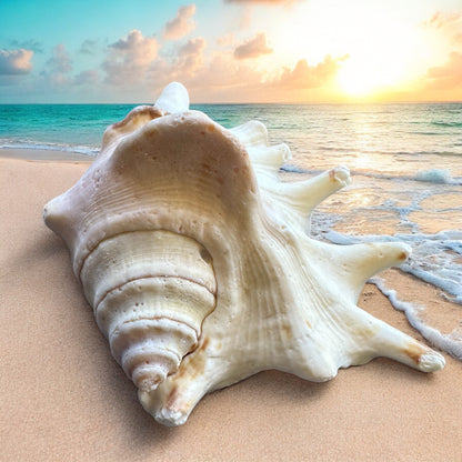 Large Conch Seashell Rare White Spiky Natural Big Ocean Sea Shells Nautical Home Decor Coastal Centerpiece Display Beach House Decoration