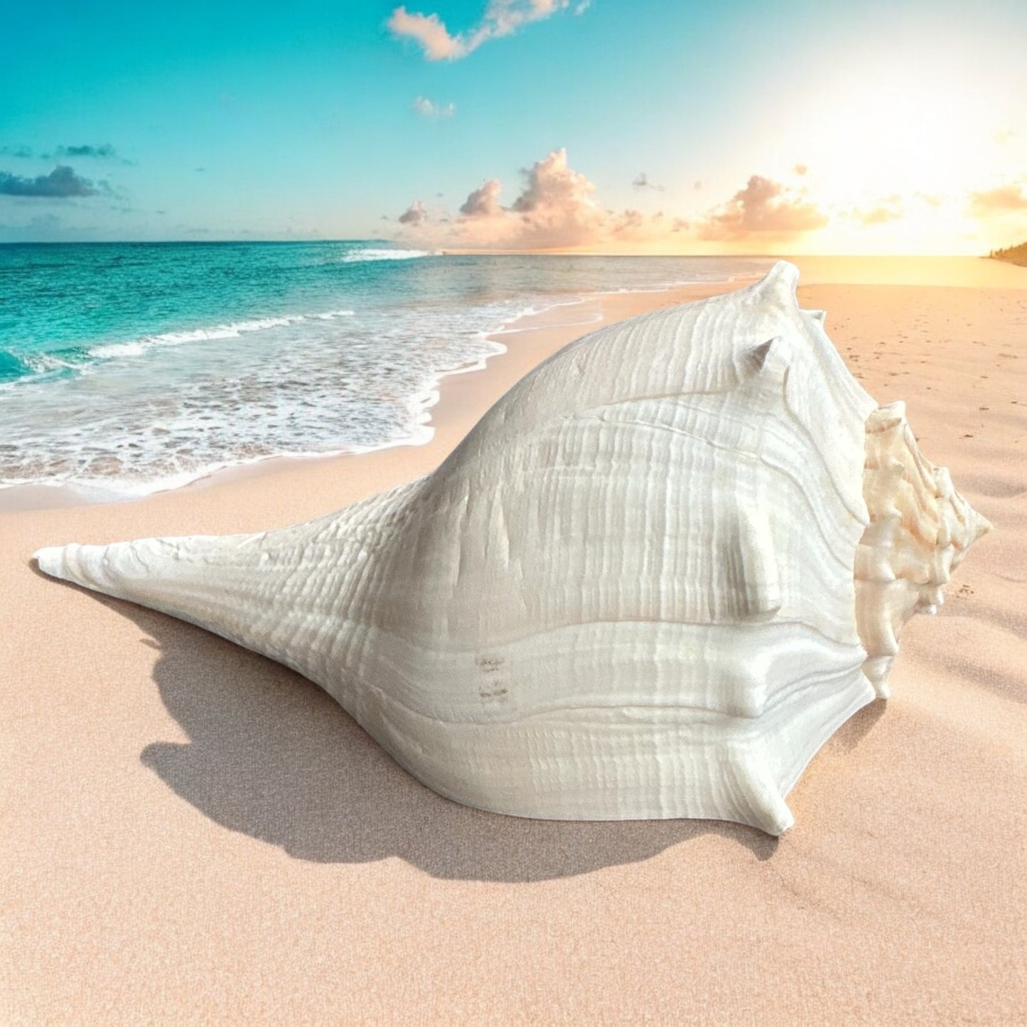 Large Conch Seashell White Brown Pattern Rare Big Ocean Sea Shell Coastal Decor Nautical Centerpiece Decoration Beach Lovers Collective Gift