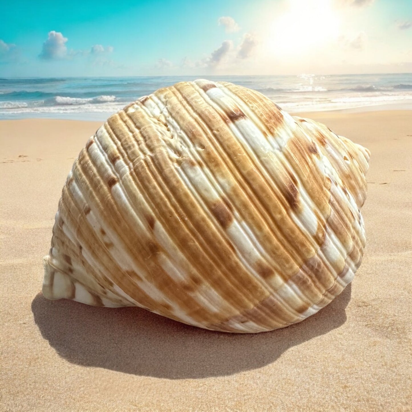 Large Conch Seashell Rare Orange Brown Pattern Natural Round Big Ocean Sea Shell Coastal Beach Home Decor Art Craft Nautical House Decoration