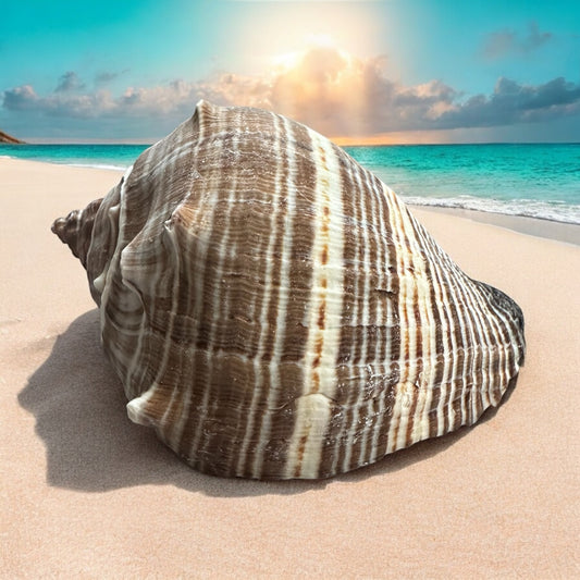 Large Conch Seashell Rare Brown White Natural Coastal Beach Home Decor Nautical Big Centerpiece Sea Shell Decoration Beach Collection Gift
