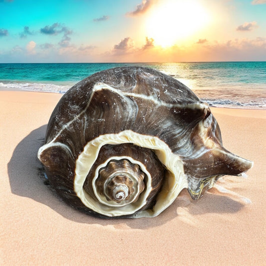 Large Conch Seashell Rare Brown White Spiky Natural Coastal Beach Home Decor Nautical Big Centerpiece Sea Shell Decoration Beach Collection Gift
