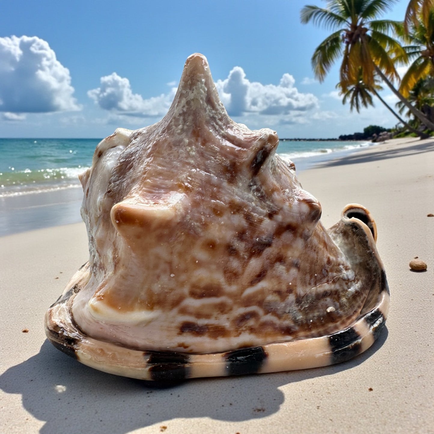 Bahamas Large Conch Seashell Rare Brown Pattern Big Sea Snail Specimen Ocean Home Decor Coastal Centerpiece Decoration Special Collection Gift