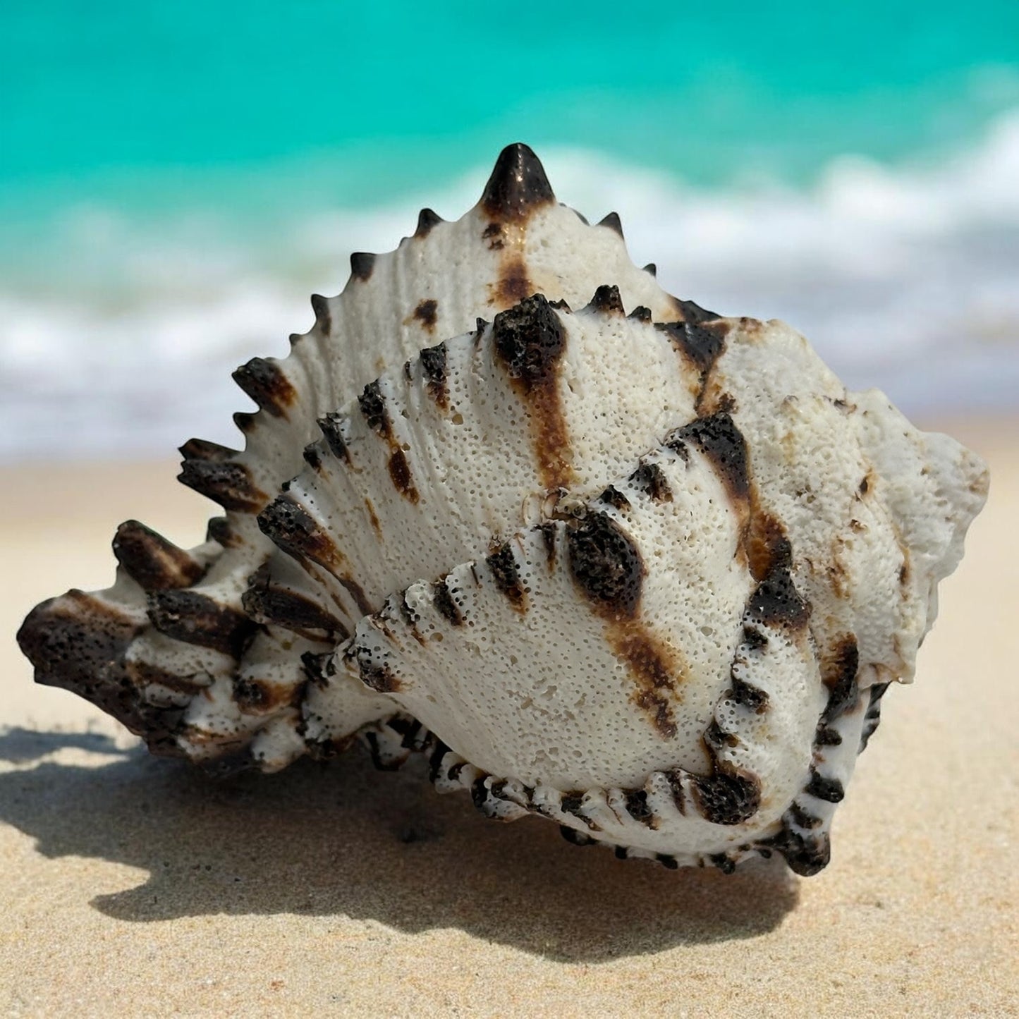 Large Conch Seashell Black White Rare Natural Spiky Real Big Decorative Sea Shell Coastal Beach Home Decor Ocean Decoration Collection Gift