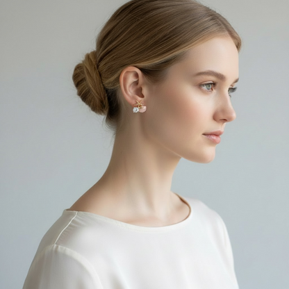 Gold Seashell Stud Earrings for Women, Elegant Pink Scallop Statement Earrings – Boho Ocean Theme Beach Jewelry, Trendy Summer Accessories, Tropical Vacation Nautical Studs