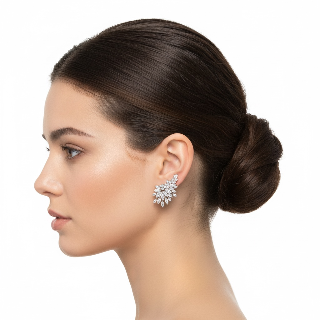 Crystal Stud Earrings for Women, Elegant Wedding Earrings for Brides Bridesmaids, Sparkling Cubic Zirconia Rhinestone Trendy Dainty Bridal Earrings Diamond Crystal Birthday Wedding Formal Prom Jewelry Gifts for Women