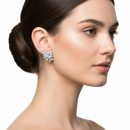 Crystal Stud Earrings for Women, Elegant Wedding Earrings for Brides Bridesmaids, Sparkling Cubic Zirconia Rhinestone Trendy Dainty Bridal Earrings Diamond Crystal Birthday Wedding Formal Prom Jewelry Gifts for Women