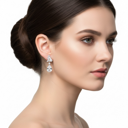 Crystal Dangle Drop Earrings for Women, Elegant Wedding Earrings for Brides Bridesmaids, Cubic Zirconia Rhinestone Trendy Dainty Bridal Earrings Birthday Wedding Formal Prom Jewelry Gifts for Women