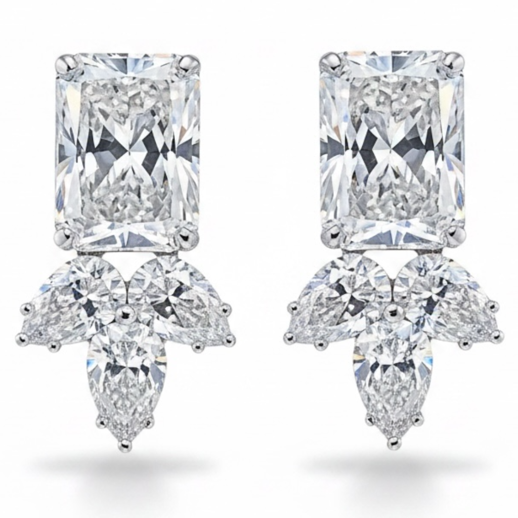 Crystal Stud Earrings for Women, Elegant Wedding Earrings for Brides Bridesmaids, Cubic Zirconia Rhinestone Trendy Dainty Bridal Earrings Birthday Wedding Formal Prom Jewelry Gifts for Women