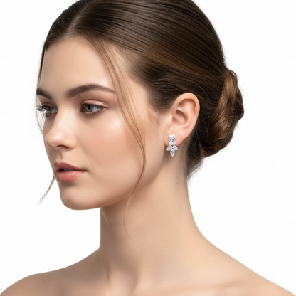 Crystal Stud Earrings for Women, Elegant Wedding Earrings for Brides Bridesmaids, Cubic Zirconia Rhinestone Trendy Dainty Bridal Earrings Birthday Wedding Formal Prom Jewelry Gifts for Women