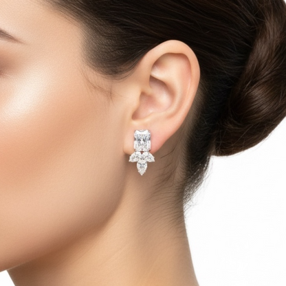 Crystal Stud Earrings for Women, Elegant Wedding Earrings for Brides Bridesmaids, Cubic Zirconia Rhinestone Trendy Dainty Bridal Earrings Birthday Wedding Formal Prom Jewelry Gifts for Women