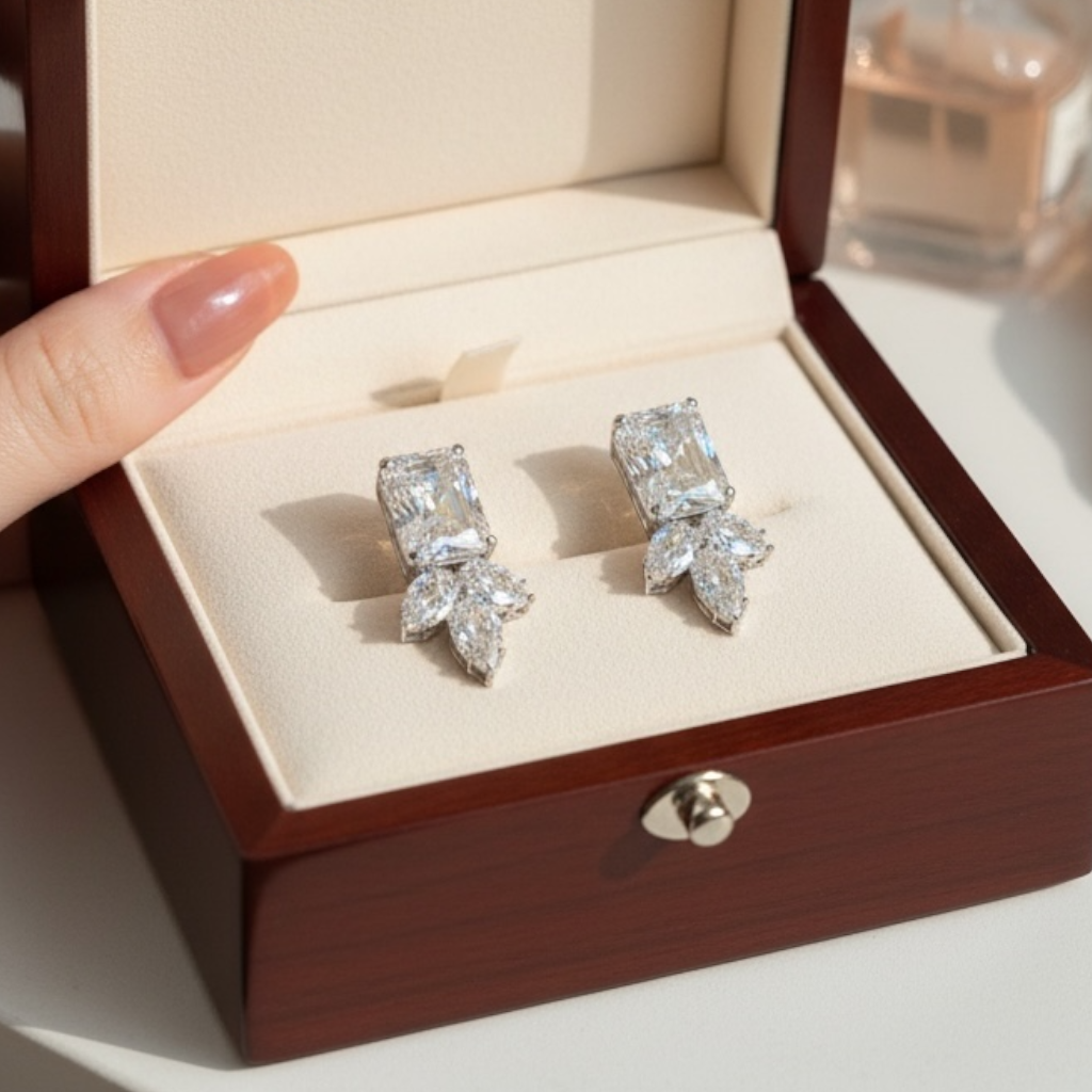 Crystal Stud Earrings for Women, Elegant Wedding Earrings for Brides Bridesmaids, Cubic Zirconia Rhinestone Trendy Dainty Bridal Earrings Birthday Wedding Formal Prom Jewelry Gifts for Women