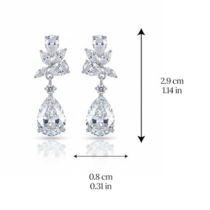 Crystal Dangle Drop Earrings for Women, Elegant Wedding Earrings for Brides Bridesmaids, Cubic Zirconia Rhinestone Trendy Dainty Bridal Earrings Birthday Wedding Formal Prom Jewelry Gifts for Women