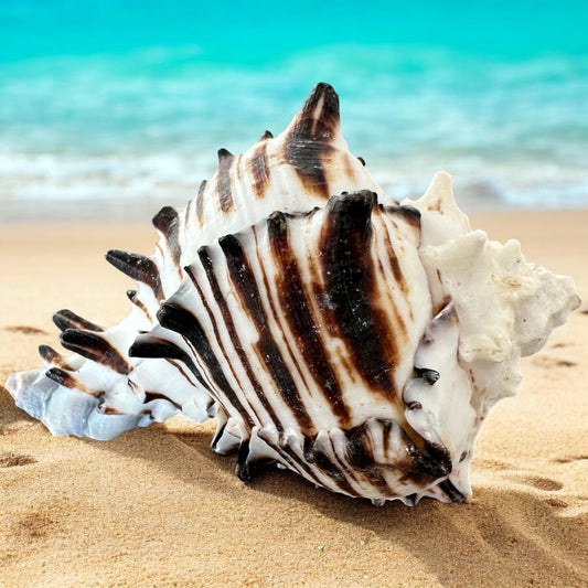 Conch Seashell Black White Spiky Real Rare Natural Decorative Sea Shells Coastal Beach Home Decor Ocean Decoration Collection Gift
