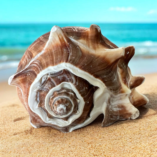 Giant Conch Seashell Rare Spiky Brown White Pattern Ocean Big Natural Sea Shell Home Decor Aquarium House Decoration Beach Lovers Gift