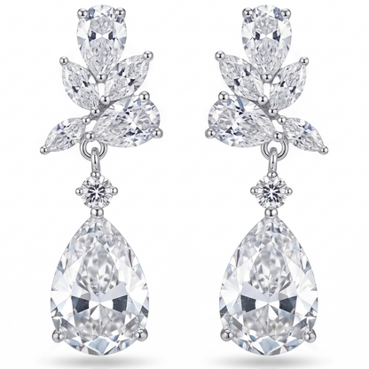 Silver Crystal Earrings for Women, Wedding Bridal Jewelry for Brides Bridesmaids, Hypoallergenic CZ Cubic Zirconia Rhinestone Diamond Studs Teardrop Dangle Drop Earrings, Formal Evening Party Gifts