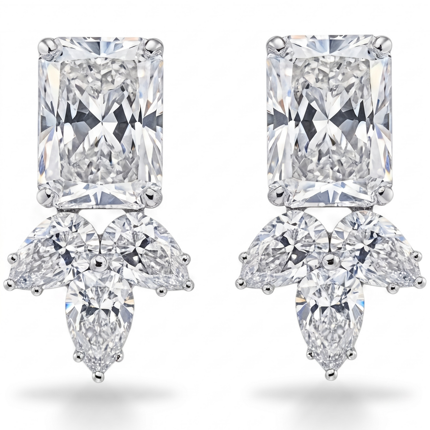 Silver Crystal Earrings for Women, Wedding Bridal Jewelry for Brides Bridesmaids, Hypoallergenic CZ Cubic Zirconia Rhinestone Diamond Studs Teardrop Dangle Drop Earrings, Formal Evening Party Gifts