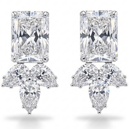 Silver Crystal Earrings for Women, Wedding Bridal Jewelry for Brides Bridesmaids, Hypoallergenic CZ Cubic Zirconia Rhinestone Diamond Studs Teardrop Dangle Drop Earrings, Formal Evening Party Gifts