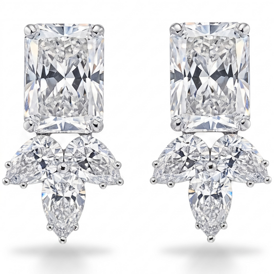 Silver Crystal Earrings for Women, Wedding Bridal Jewelry for Brides Bridesmaids, Hypoallergenic CZ Cubic Zirconia Rhinestone Diamond Studs Teardrop Dangle Drop Earrings, Formal Evening Party Gifts