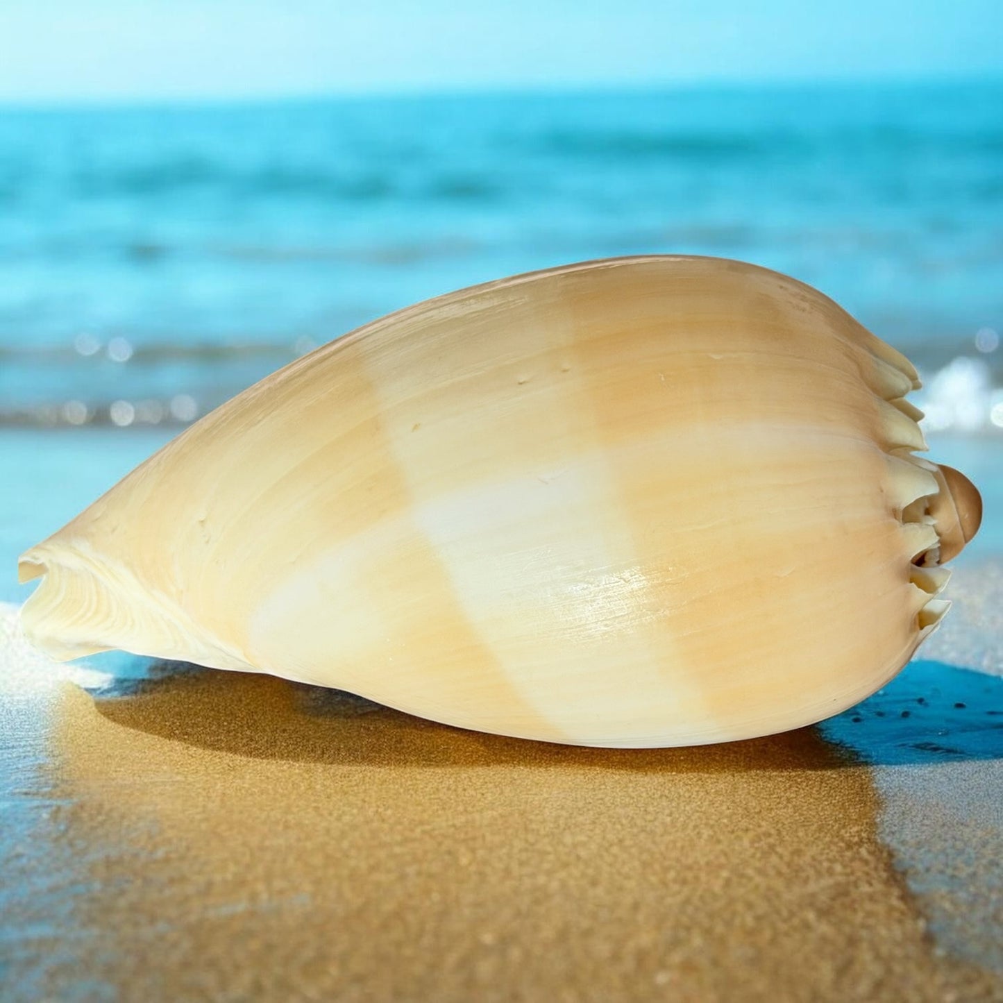 Large Conch Seashell Rare Orange Round Brown Pattern Natural Big Ocean Sea Shell Coastal Home Decor Nautical Centerpiece Display Beach House Aquarium Decoration