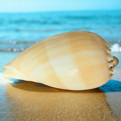 Large Conch Seashell Rare Orange Round Brown Pattern Natural Big Ocean Sea Shell Coastal Home Decor Nautical Centerpiece Display Beach House Aquarium Decoration