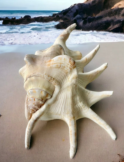 Large Conch Seashell Rare White Spiky Real Ocean Big Natural Sea Shell Home Decor Candle Art Craft Sea Decoration Beach Lovers Gift