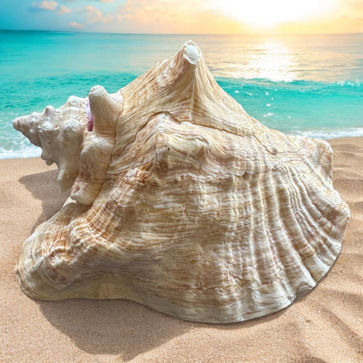 Bahamas Large Conch Seashell Pink Natural Ocean Home Decor Nautical Big Decorative Centerpiece Sea Shell Coastal Decoration Beach Lover Gift