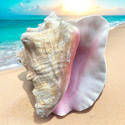 Bahamas Large Conch Seashell Pink Natural Ocean Home Decor Nautical Big Decorative Centerpiece Sea Shell Coastal Decoration Beach Lover Gift