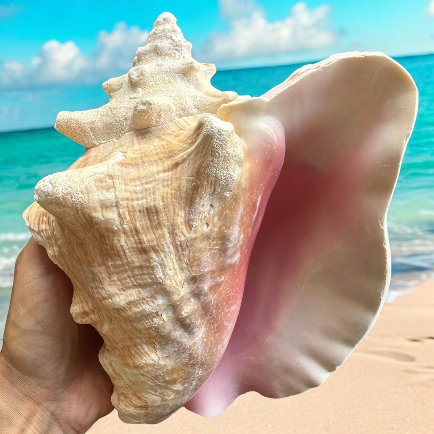 Bahamas Large Conch Seashell Pink Natural Ocean Home Decor Nautical Big Decorative Centerpiece Sea Shell Coastal Decoration Beach Lover Gift