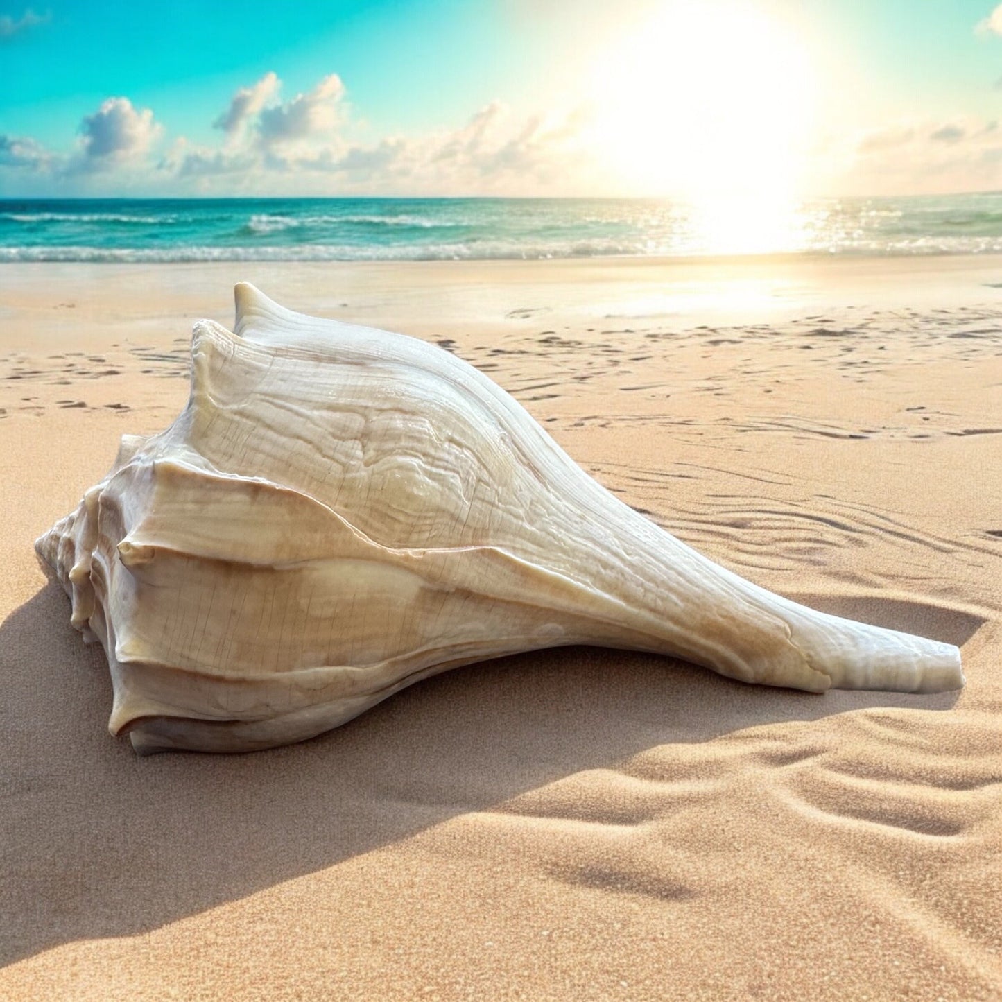 Large Conch Seashell White Brown Pattern Rare Big Ocean Sea Shell Coastal Decor Nautical Centerpiece Decoration Beach Lovers Collective Gift